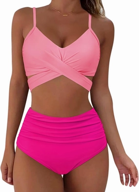 SUUKSESS Women Wrap Bikini Set Push Up High Waisted 2 Piece Swimsuits