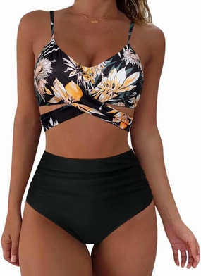 SUUKSESS Women Wrap Bikini Set Push Up High Waisted 2 Piece Swimsuits