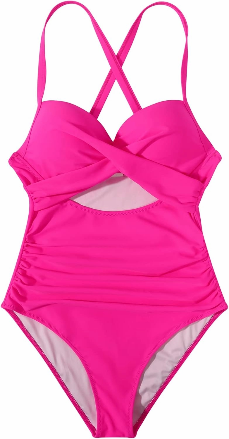 SUUKSESS Women Wrap Cut Out One Piece Swimsuit High Waisted Monokini Bathing Suit