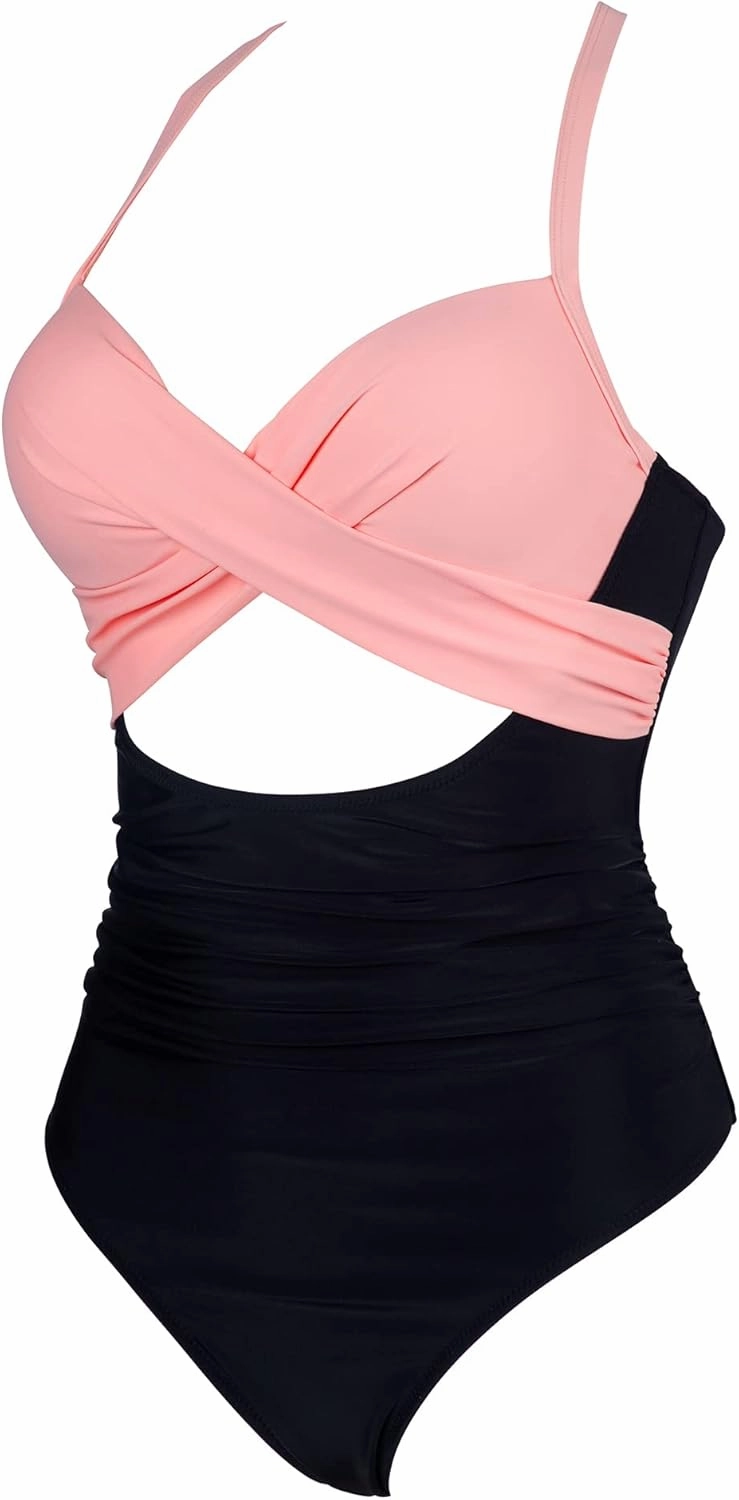 SUUKSESS Women Wrap Cut Out One Piece Swimsuit High Waisted Monokini Bathing Suit