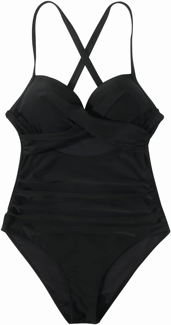 SUUKSESS Women Wrap Cut Out One Piece Swimsuit High Waisted Monokini Bathing Suit