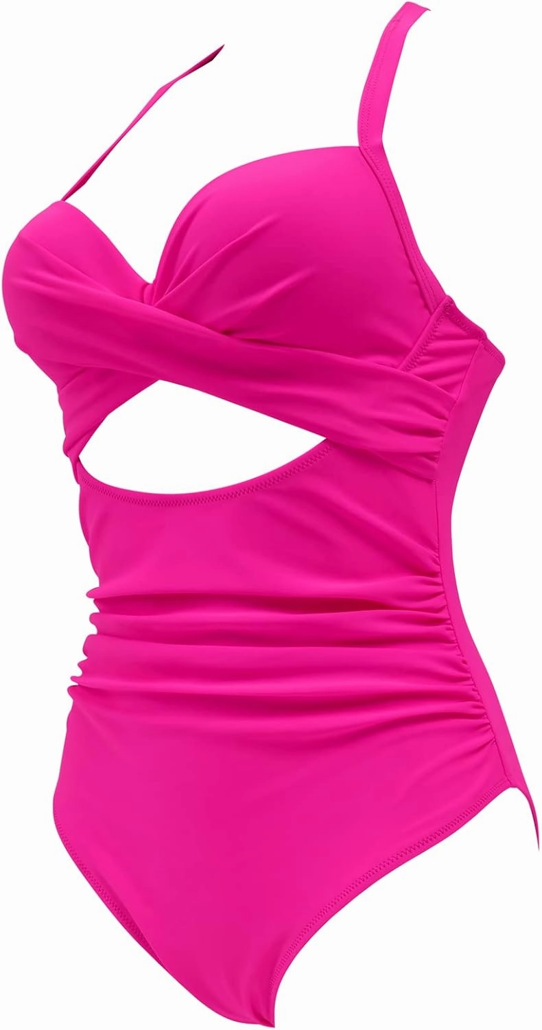 SUUKSESS Women Wrap Cut Out One Piece Swimsuit High Waisted Monokini Bathing Suit