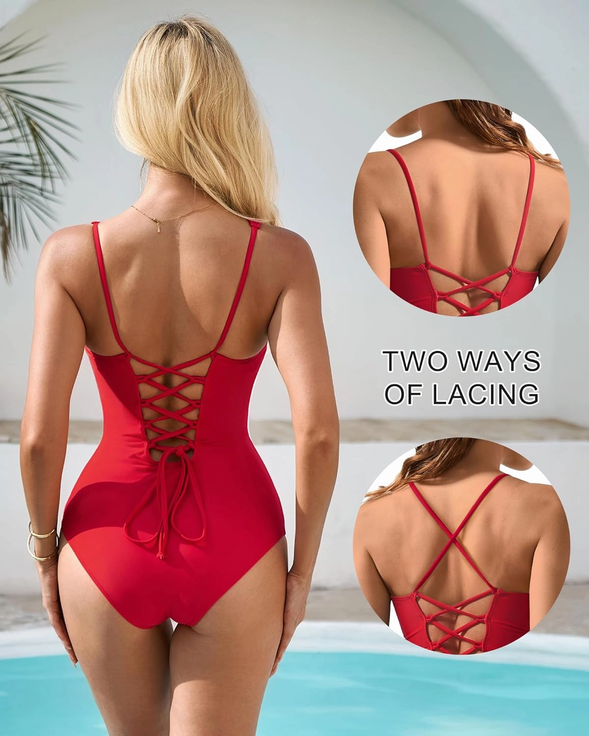 SUUKSESS Womens One Piece Tummy Control Swimsuit Crisscross Back Bathing Suits