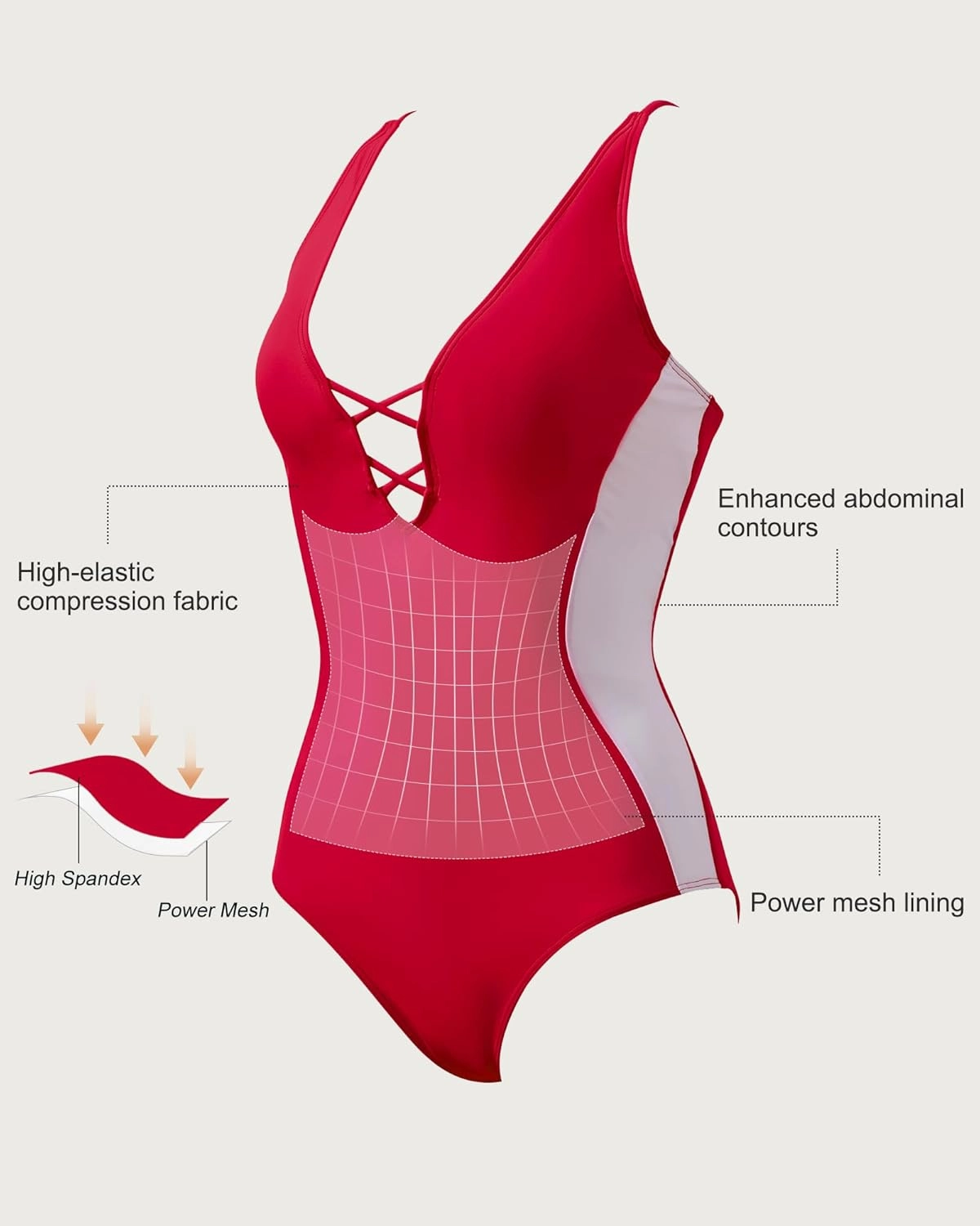 SUUKSESS Womens One Piece Tummy Control Swimsuit Crisscross Back Bathing Suits