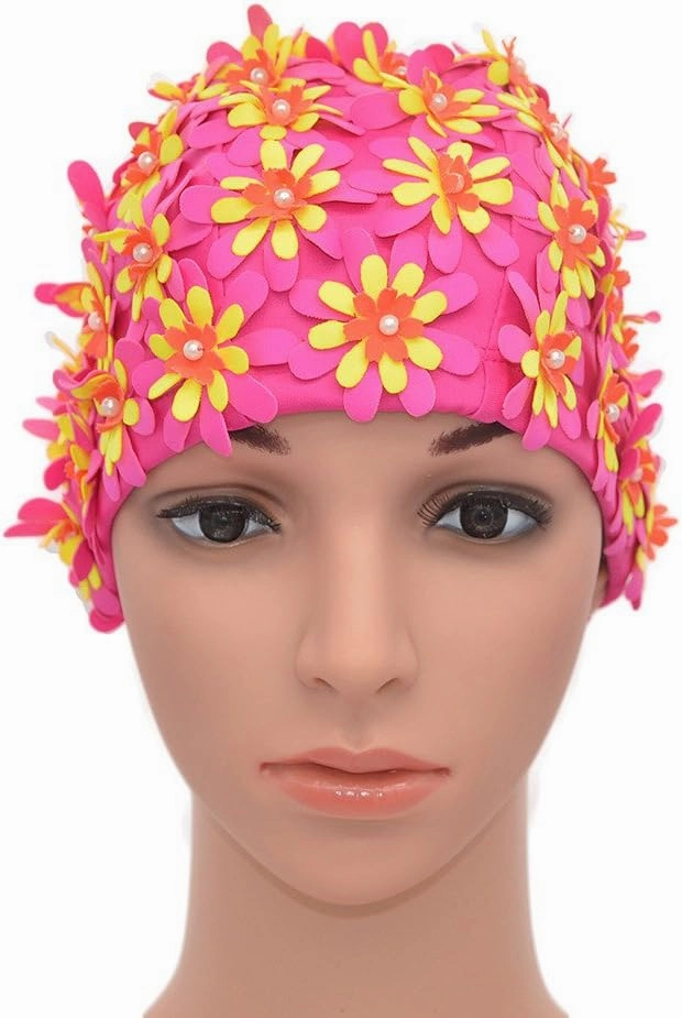 Swim Cap Floral Petal Retro Style Bathing Caps for Women