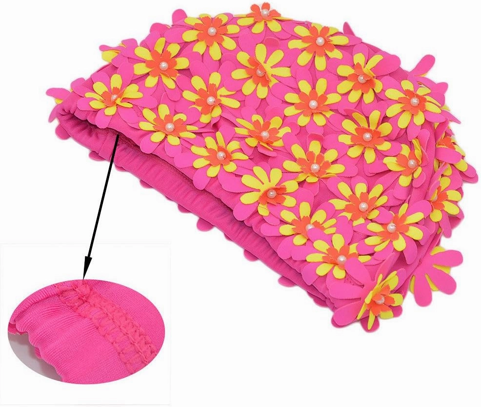 Swim Cap Floral Petal Retro Style Bathing Caps for Women