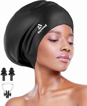 Swim Cap for Long Thick Hair, 3 Size Silicone Swimming Caps for Dreadlocks, Braids, Weaves, Extensions, Curls & Afros, Adult Waterproof Swim Hats Bathing Caps for Women Men
