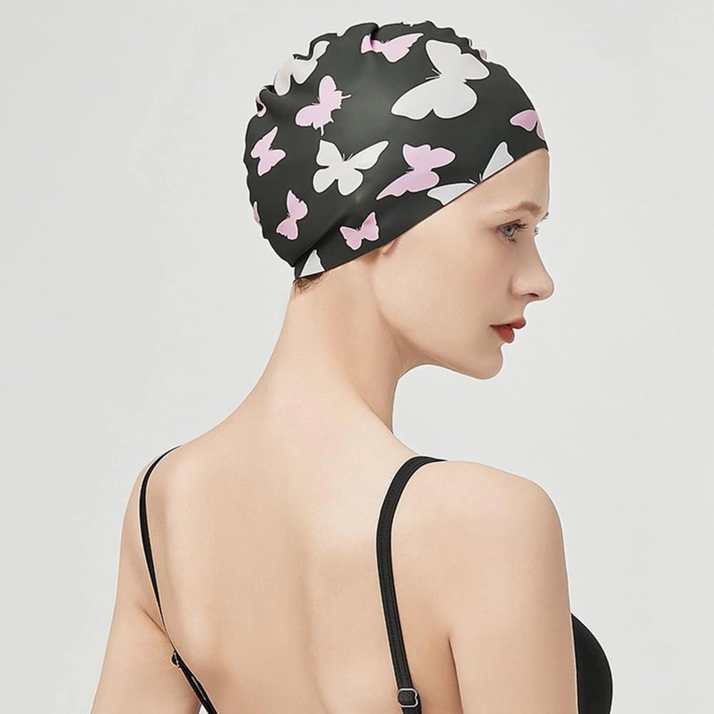 Swim Cap for Women & Men, YondestStars Silicone Swimming Cap Bathing Caps for Long & Short Hair, Swimming Accessories for Adult
