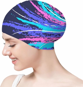 Swim Cap for Women, Silicone Swimming Cap for Long Hair, Waterproof Swim Hats to Keep Hair Dry