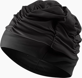 Swim Cap Women Adult Comfortable Fit Stylish Design for Pool Stay SecureFashionab Fabric Swim Caps for Women Swimming for Cloth Pleated Elastic Comfort Bathing Hats Keep Hairstyle Unchang