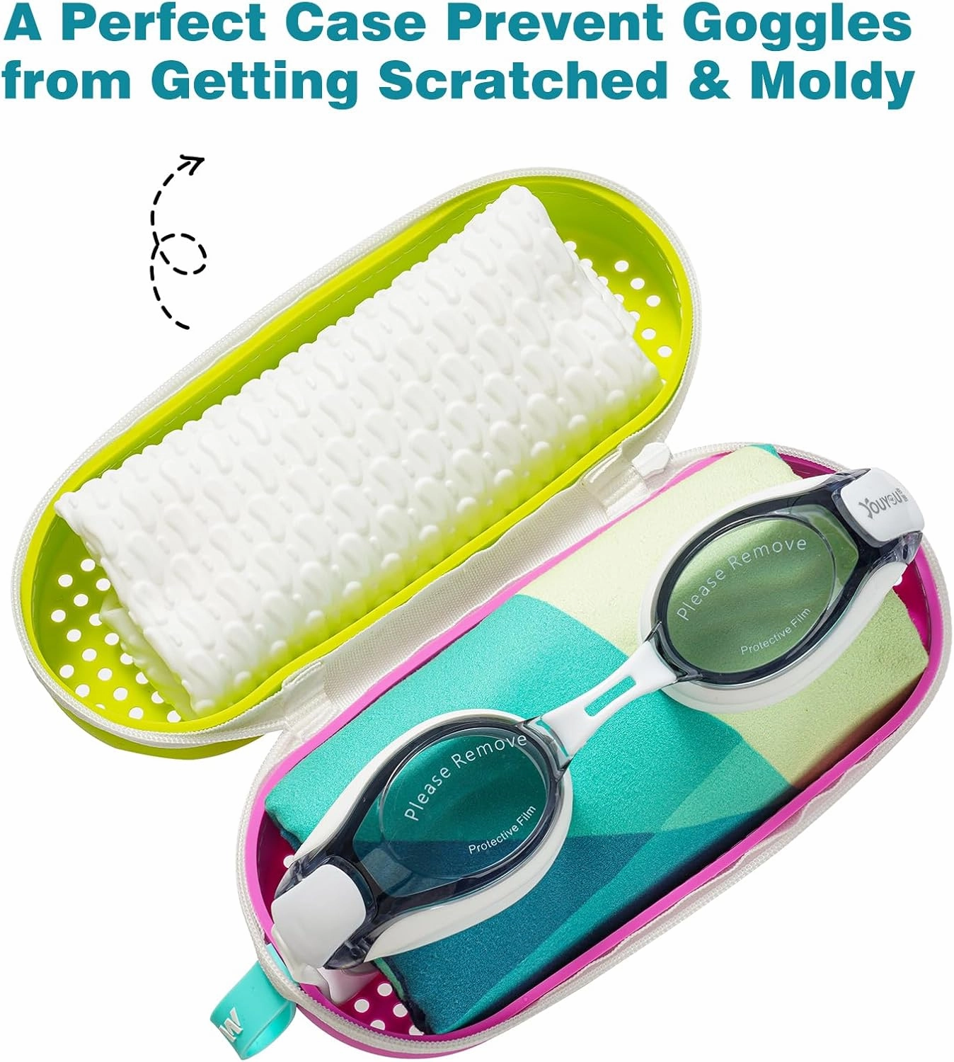 Swim Goggle Case For Swimming Goggles, Silicone Protective Cases with Drain Hole for Goggles