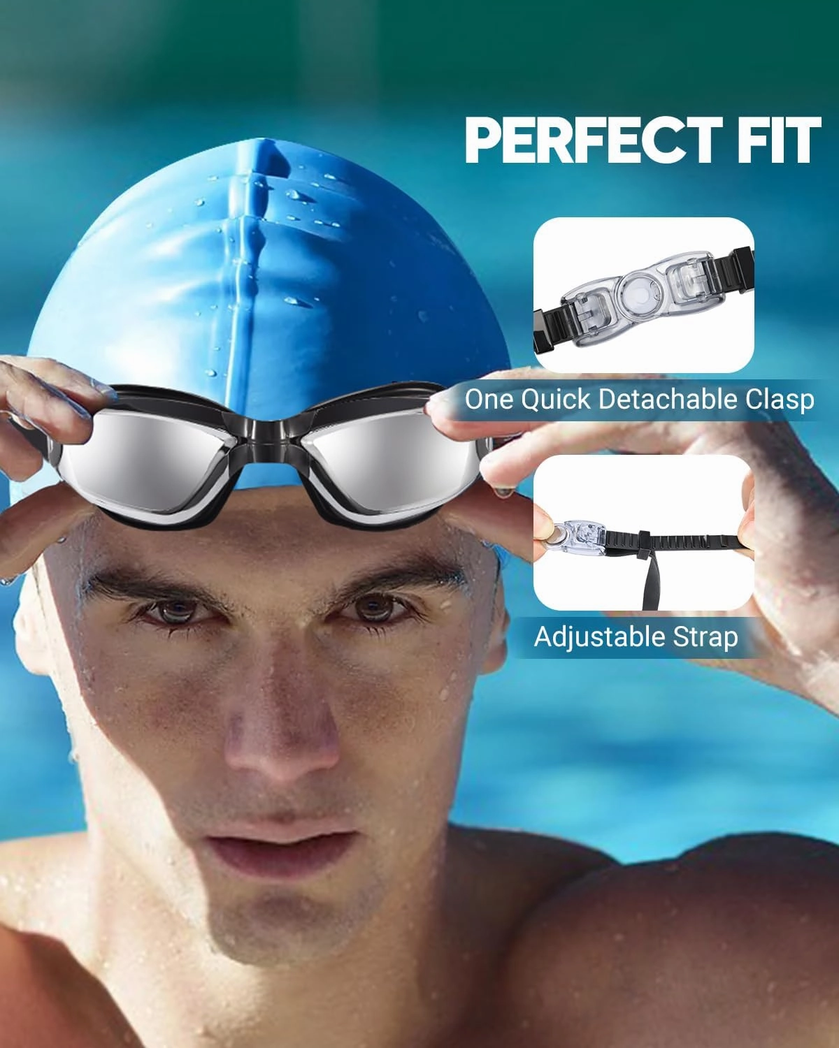 Swim Goggles 2 Pack Anti Fog Swimming Goggles, No Leaking UV Protection Pool Goggles for Adult Men Women Youth 