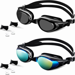 Swim Goggles, 2 Pack Swimming Goggles Anti-Fog Anti-UV No Leaking Adult Men Women Youth