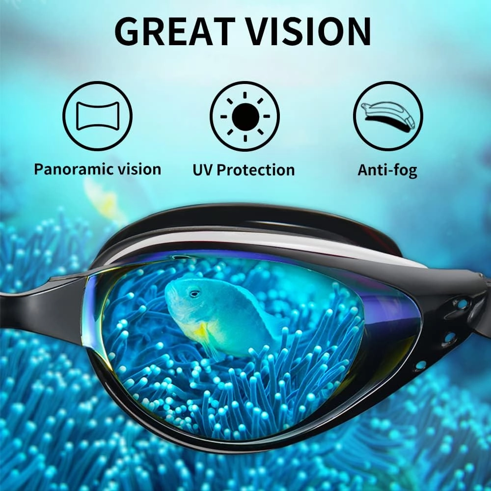 Swim Goggles, 2 Pack Swimming Goggles Anti-Fog Anti-UV No Leaking Adult Men Women Youth