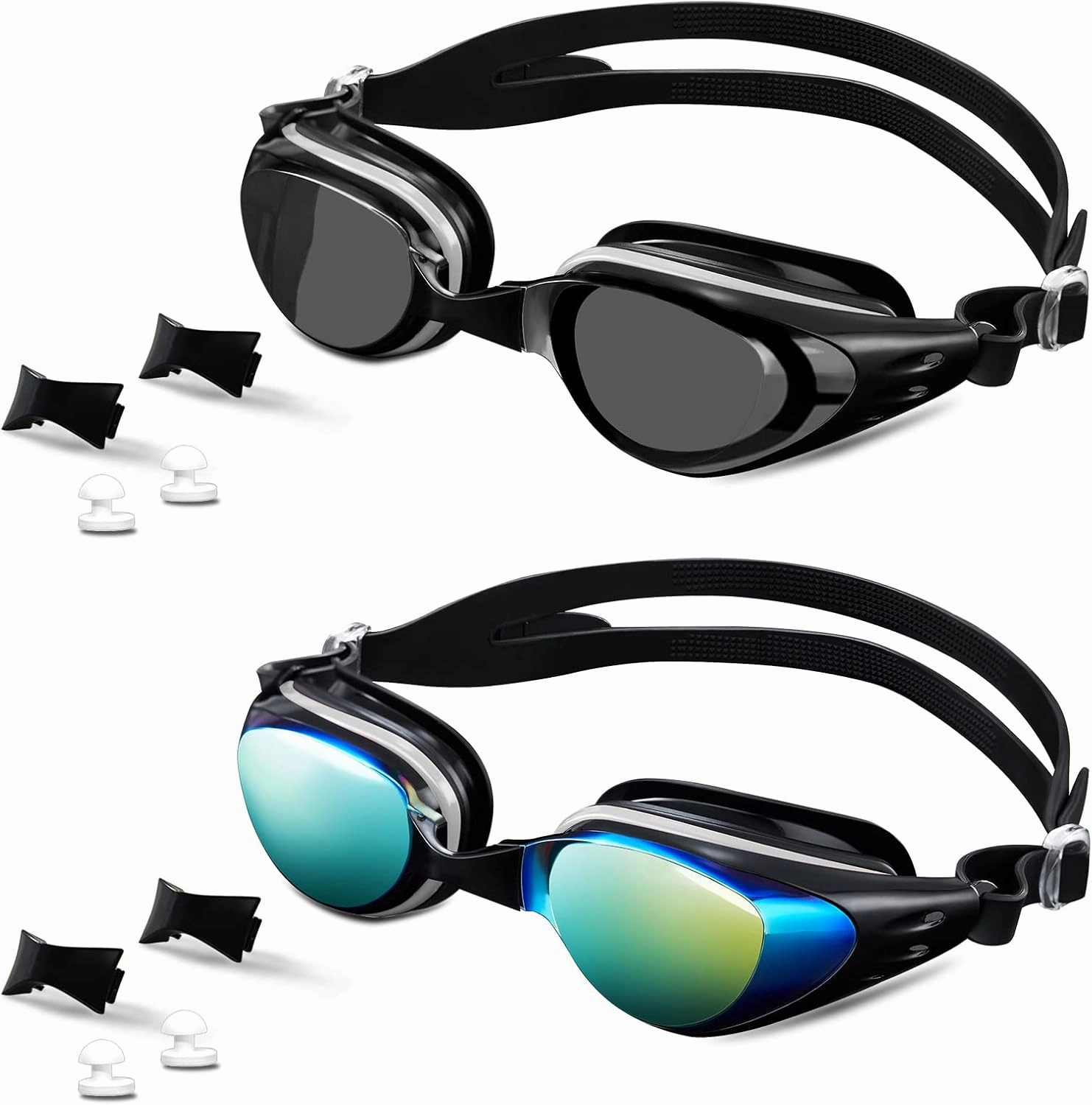 Swim Goggles, 2 Pack Swimming Goggles Anti-Fog Anti-UV No Leaking Adult Men Women Youth