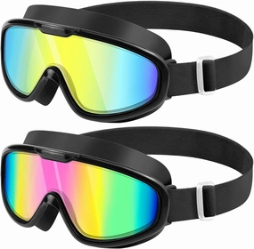 Swim Goggles 2 Pack, Wide View Anti Fog&UV Comfort Fabric Strap No Leaking Swimming Goggles for Adult Men Women Youth