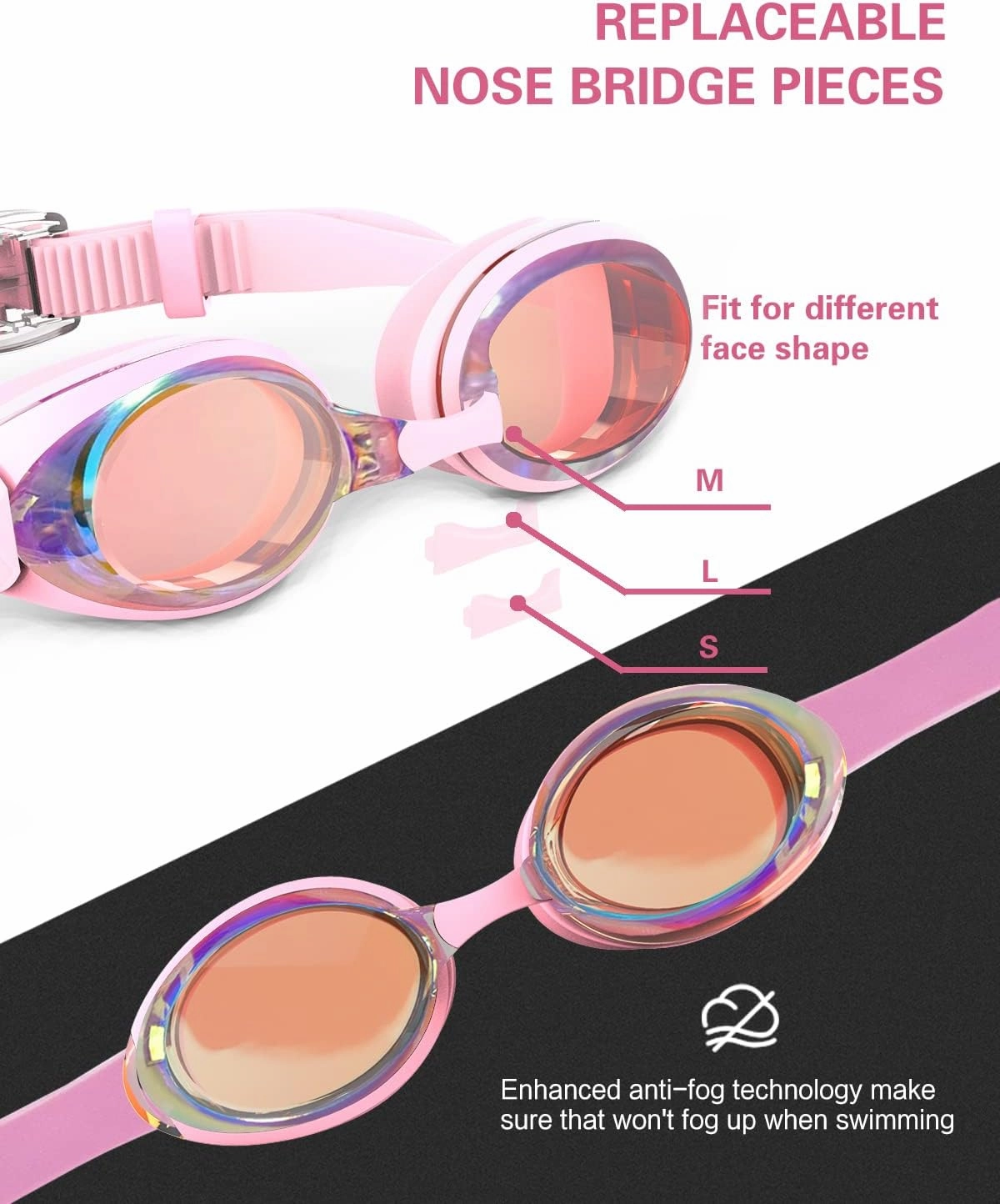 Swim Goggles,2Pack Swimming Goggles for Men Women Adults Youth Anti Fog/No Leak/Clear Vision/UV Protection