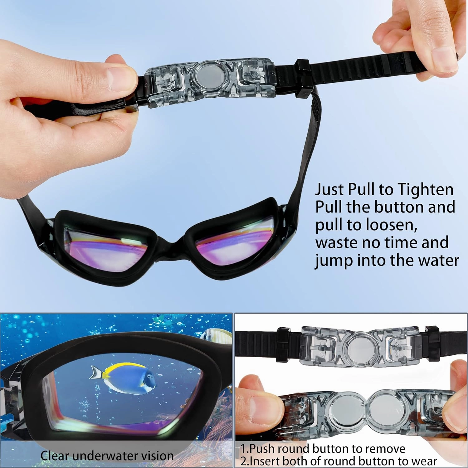 Swim Goggles - 2 Pack Swimming Goggles Anti Fog No Leaking For Adult Women Men