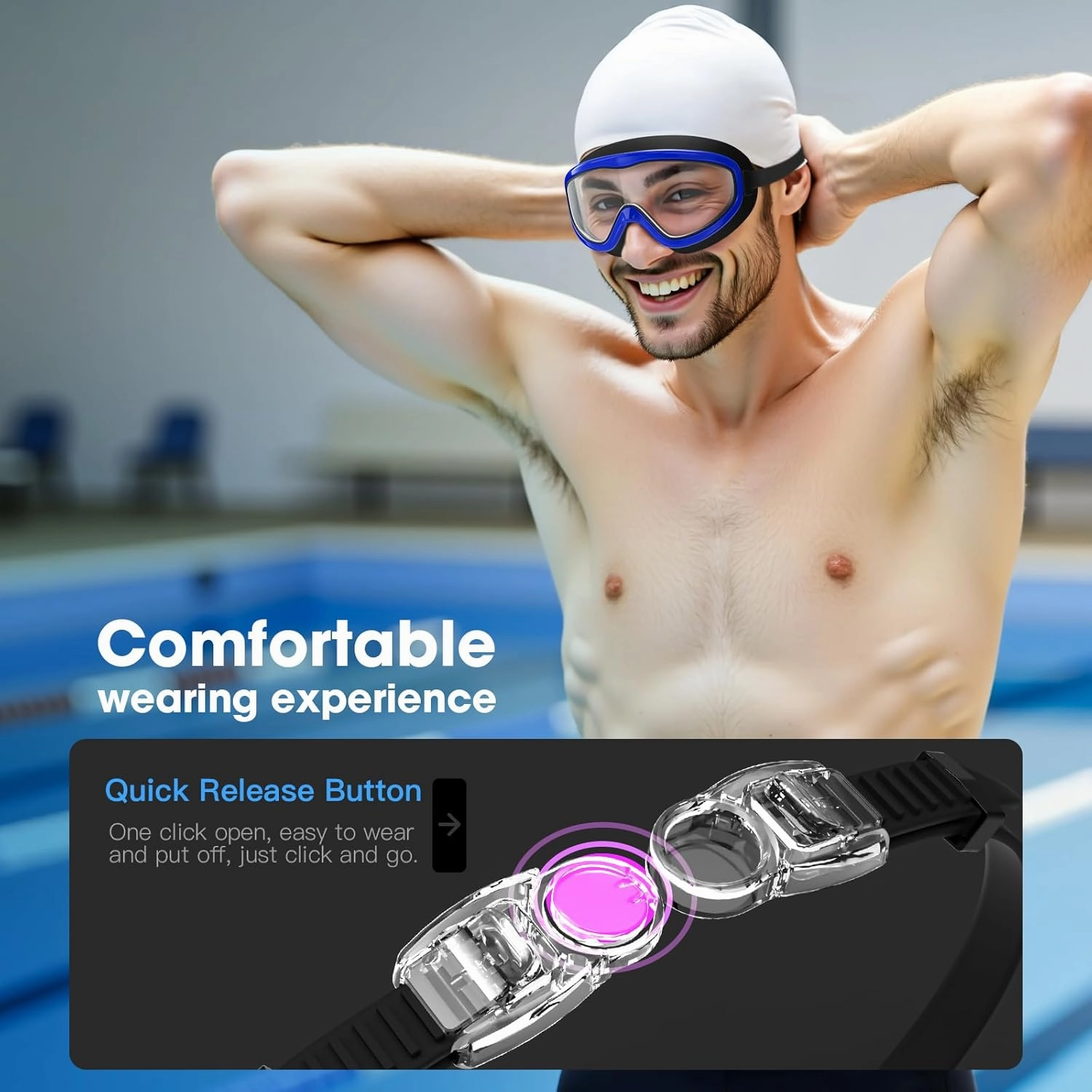 Swim Goggles, Adult 2 Pack-Wide View Swimming Goggles for Men Women Youth Teens, UV Protection Swim Goggles