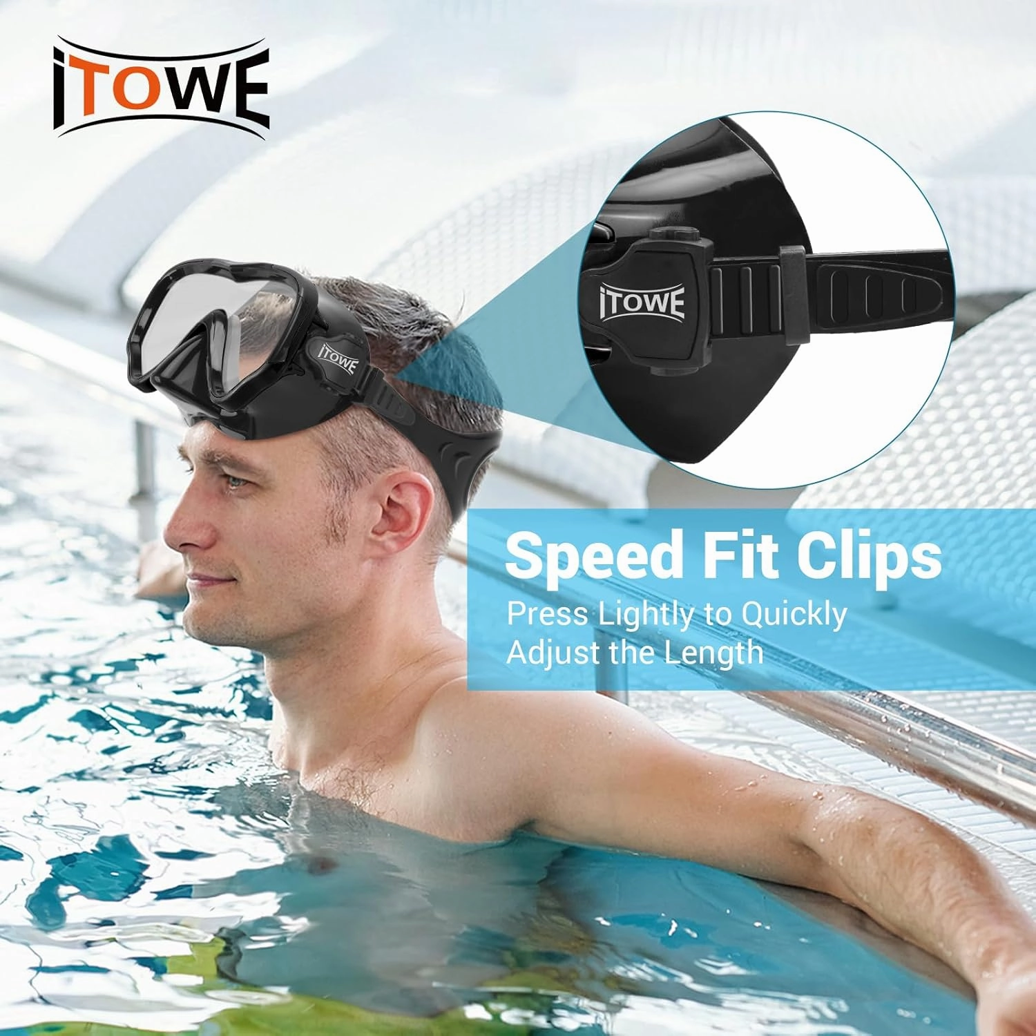 Swim Goggles for Adult Men Women with Nose Cover, Tempered Glass 180Clear View Swimming Mask Pool Water Diving Goggle