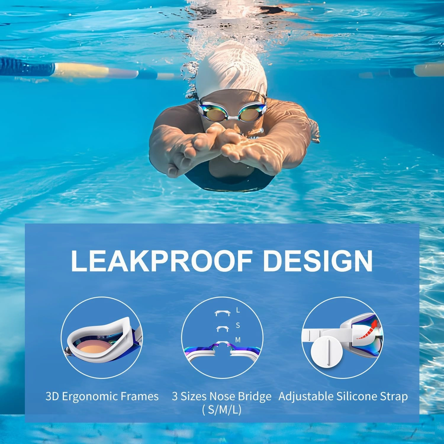 Swim Goggles Nearsighted,Swimming Goggles Shortsighted UV Protection for Women Men Adult Youth Leakproof