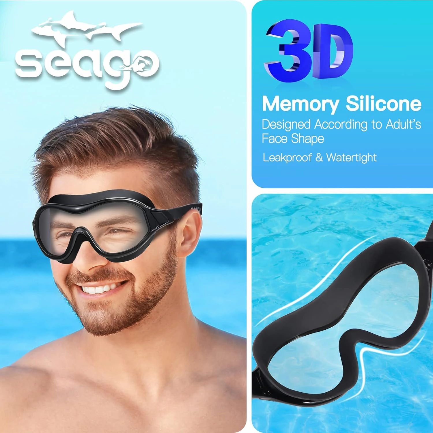 Swim Goggles No Leaking Anti-Fog Pool Goggles Swimming Goggles for Adult Men Women Youth, UV Protection 180 Clear Vision