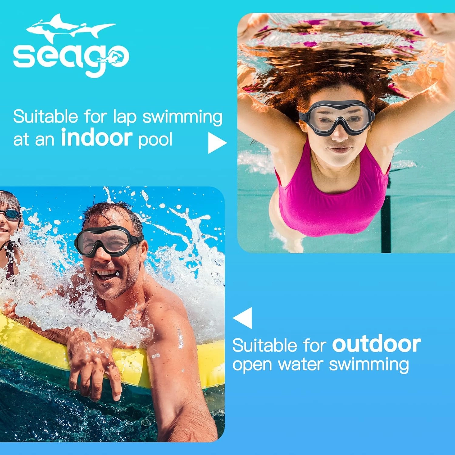 Swim Goggles No Leaking Anti-Fog Pool Goggles Swimming Goggles for Adult Men Women Youth, UV Protection 180 Clear Vision