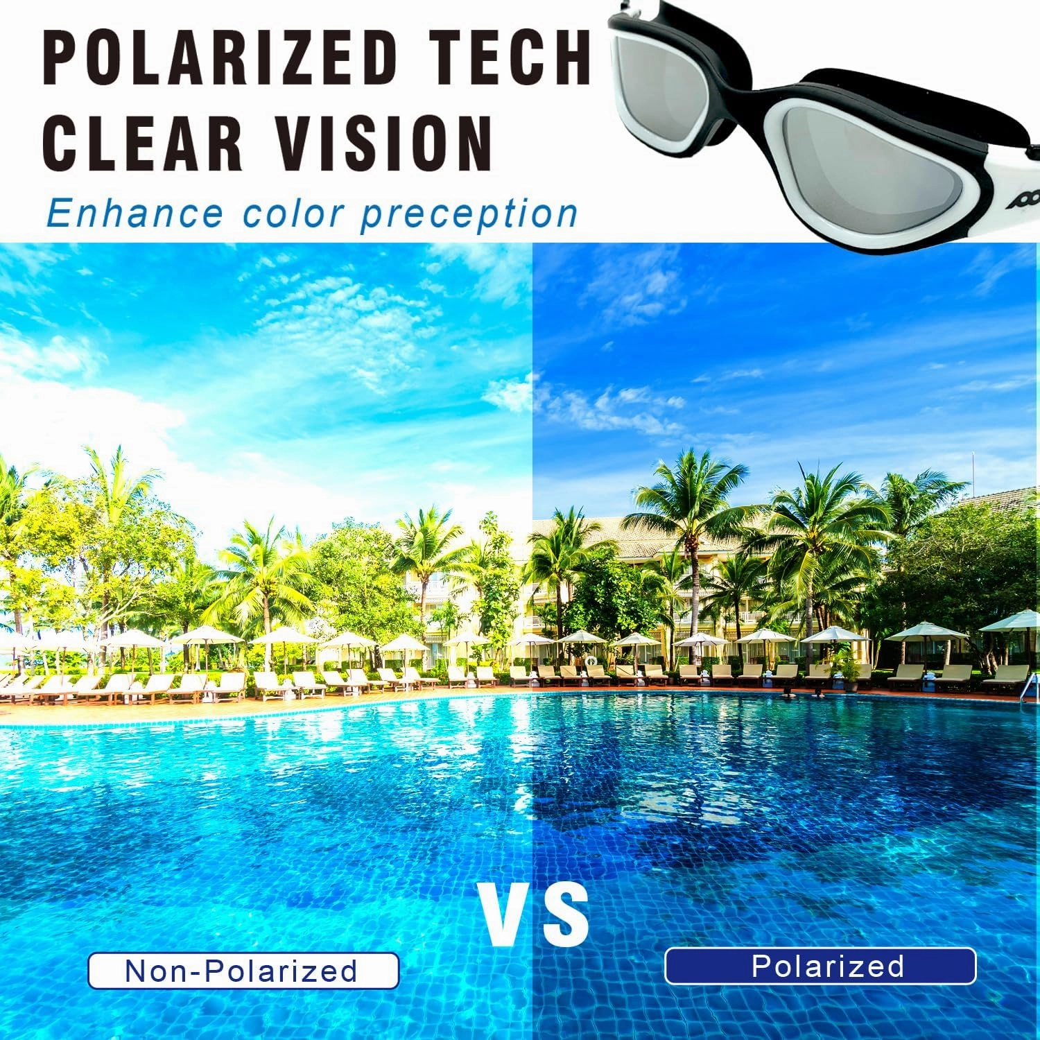 Swim Goggles, Polarized Swimming Goggles Anti-fog for Adult Men Women