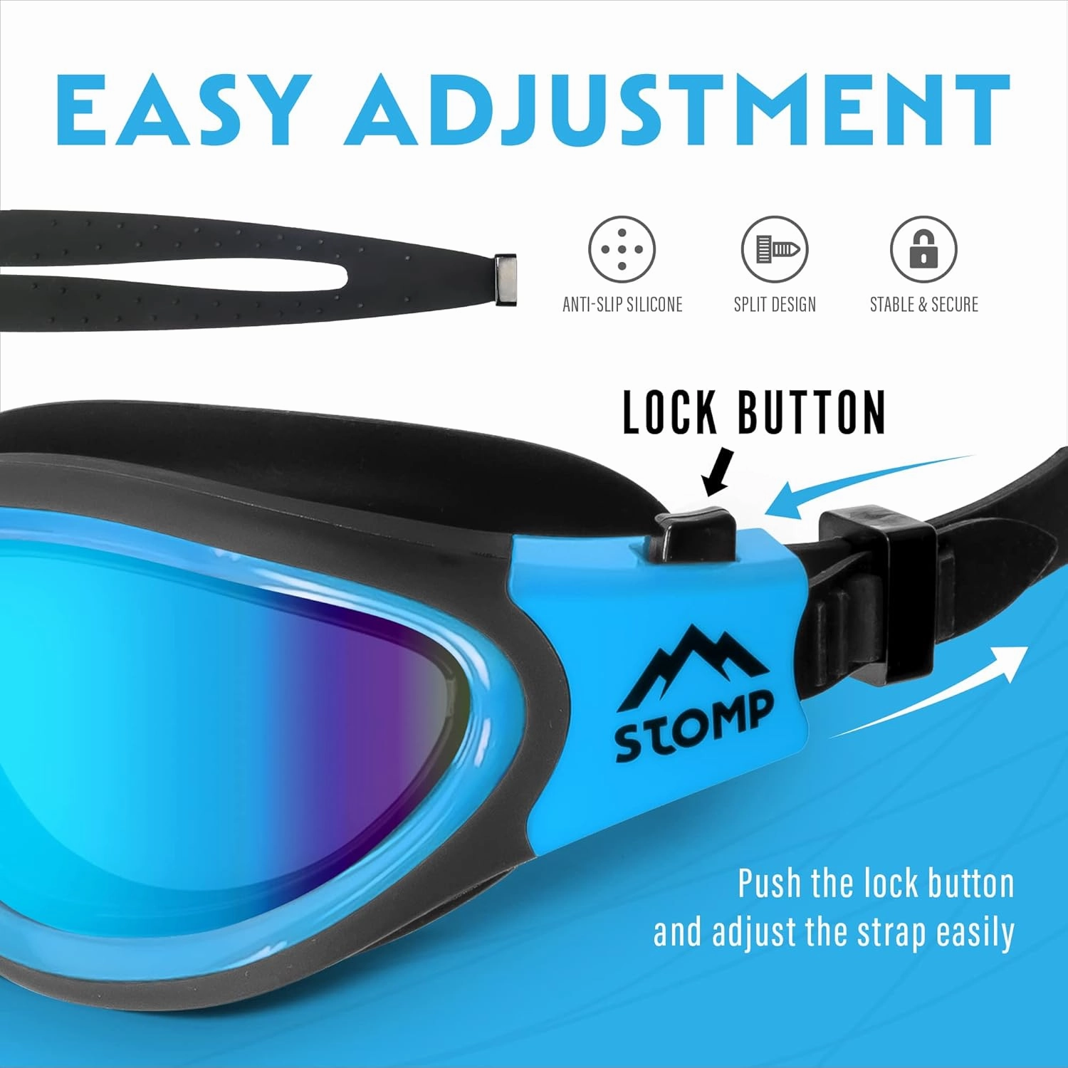 Swim Goggles, Polarized Swimming Goggles Anti-Fog for Adult Men WomenBlue