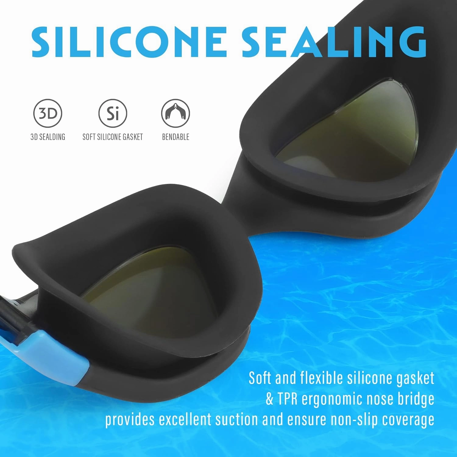 Swim Goggles, Polarized Swimming Goggles Anti-Fog for Adult Men WomenBlue