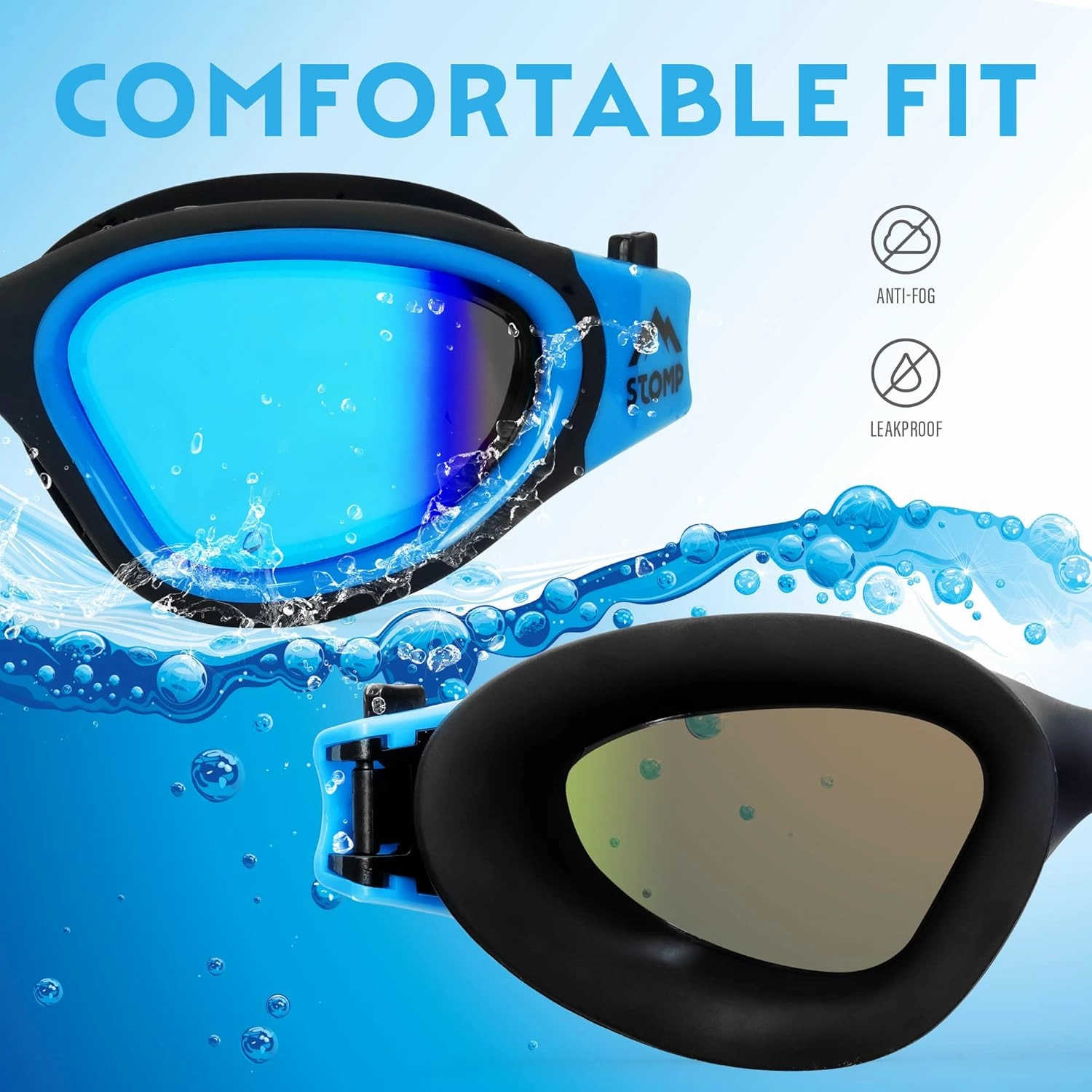 Swim Goggles, Polarized Swimming Goggles Anti-Fog for Adult Men WomenBlue