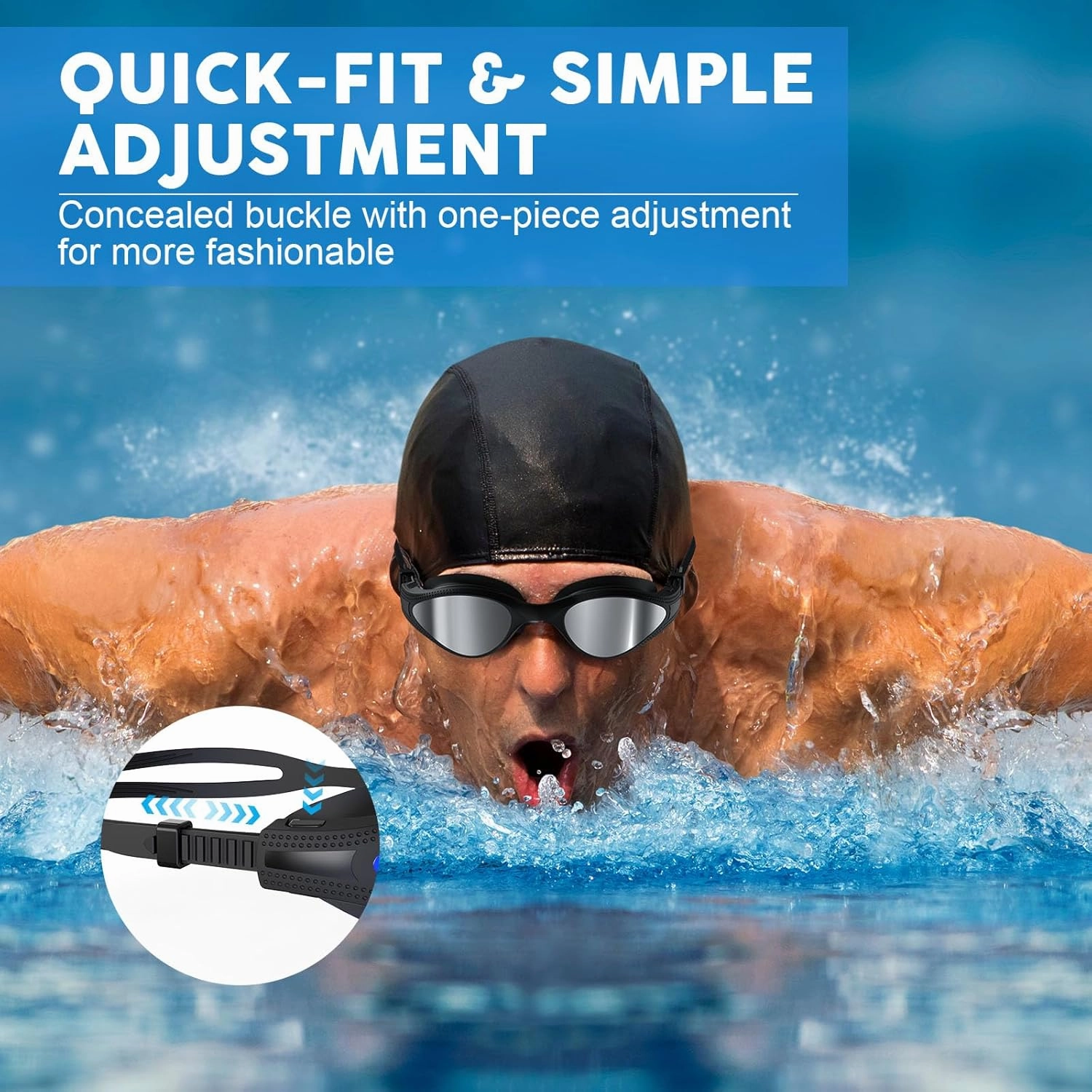 Swim Goggles, Polarized Swimming Goggles, Anti-Fog No Leaking Anti UV for Men Women Adult Youth with Storage Bag