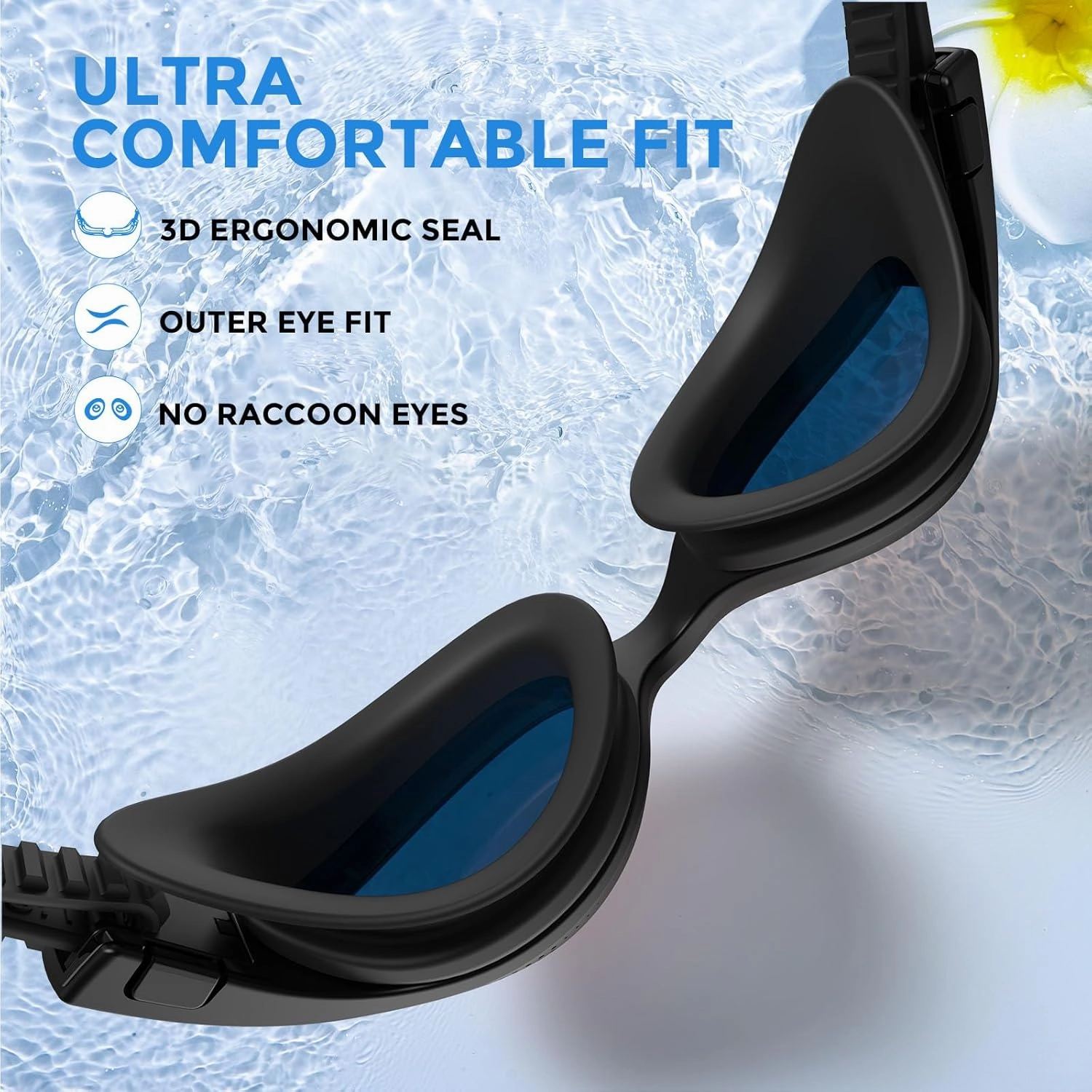 Swim Goggles, Polarized Swimming Goggles, Anti-Fog No Leaking Anti UV for Men Women Adult Youth with Storage Bag