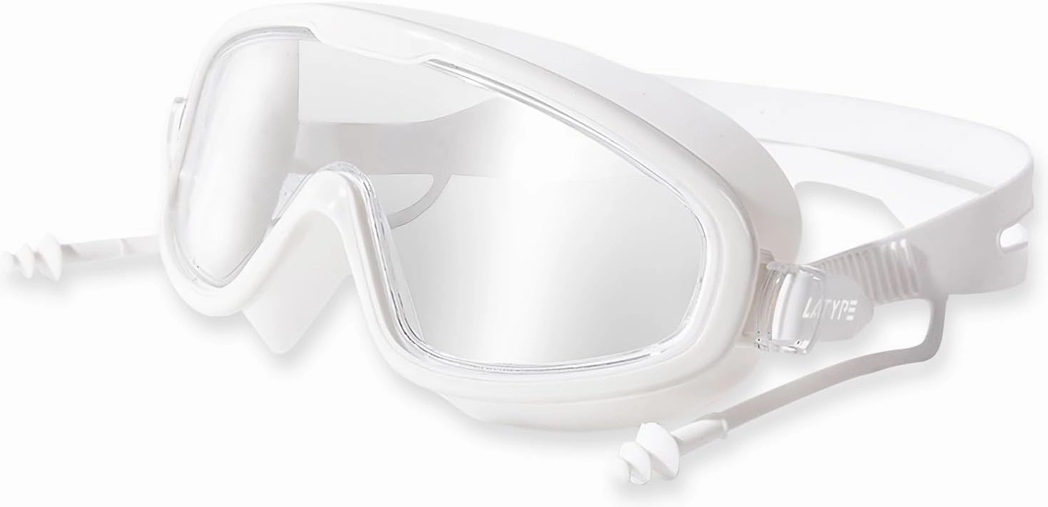 Swim Goggles Snorkel Diving Mask, Anti-Shattered Lens UV Protection No-leak for Kids Youth 5-17, Anti-Fog Swimming Goggles for Adult Men Women (White)