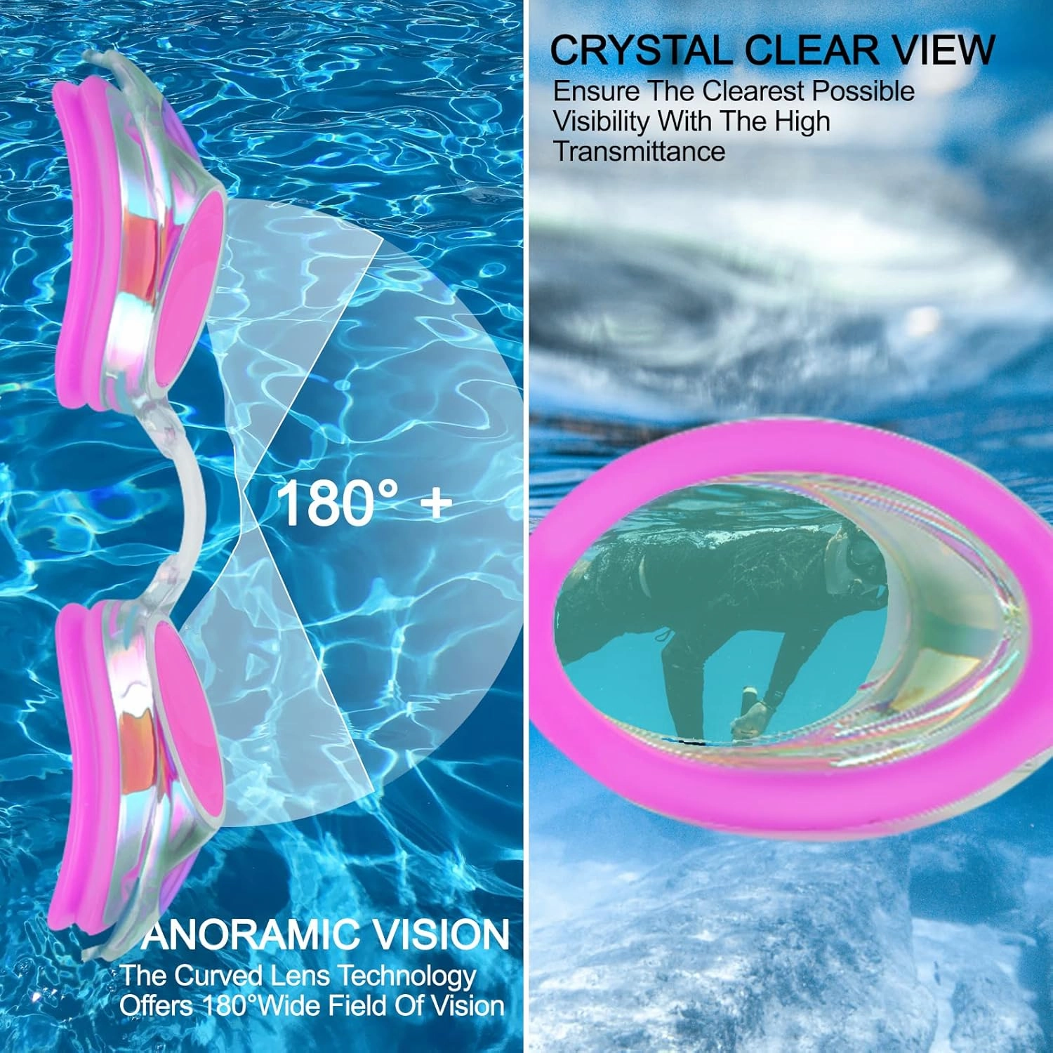 Swim Goggles, Swimming Goggles 2 Pack UV Protection Anti Fog Swim Goggles for Adult, Men, Women, Youth