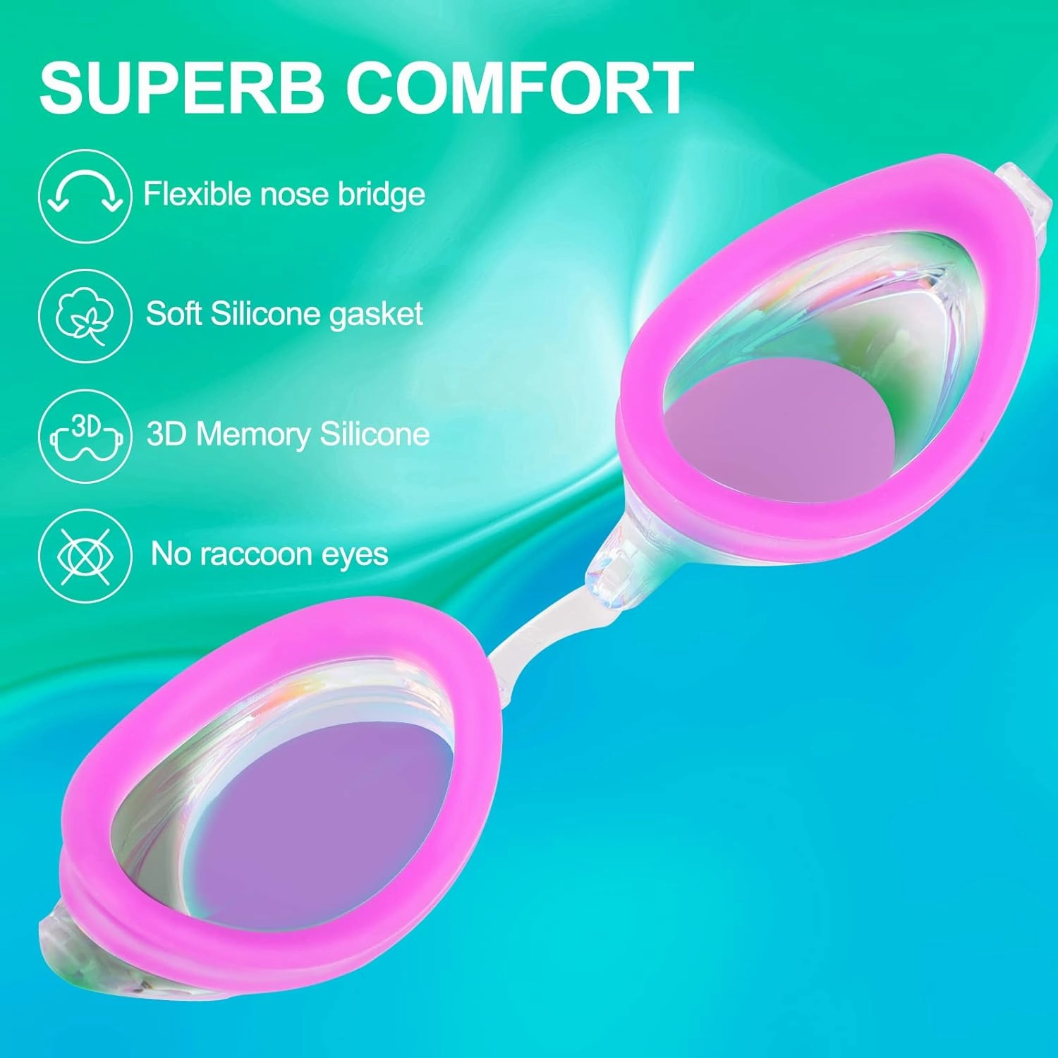 Swim Goggles, Swimming Goggles 2 Pack UV Protection Anti Fog Swim Goggles for Adult, Men, Women, Youth