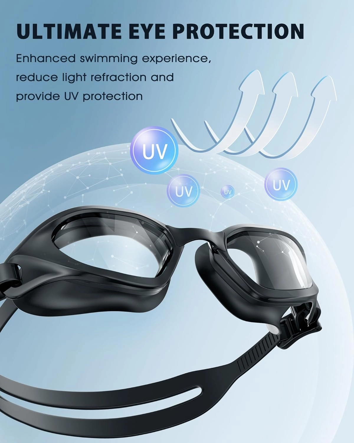 Swim Goggles, Unisex Adult Swimming Goggles Anti Fog Anti UV No Leakage Wide View for Men Women Youth