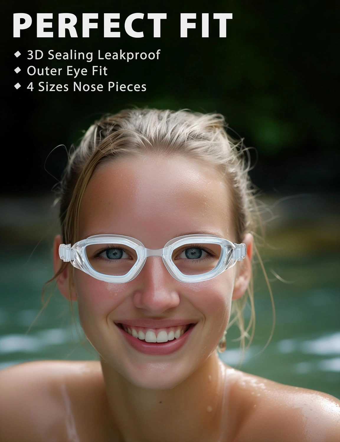 Swim Goggles,W2 Swimming Goggles for Adult Men Women, Anti-fog UV Protection No Leaking
