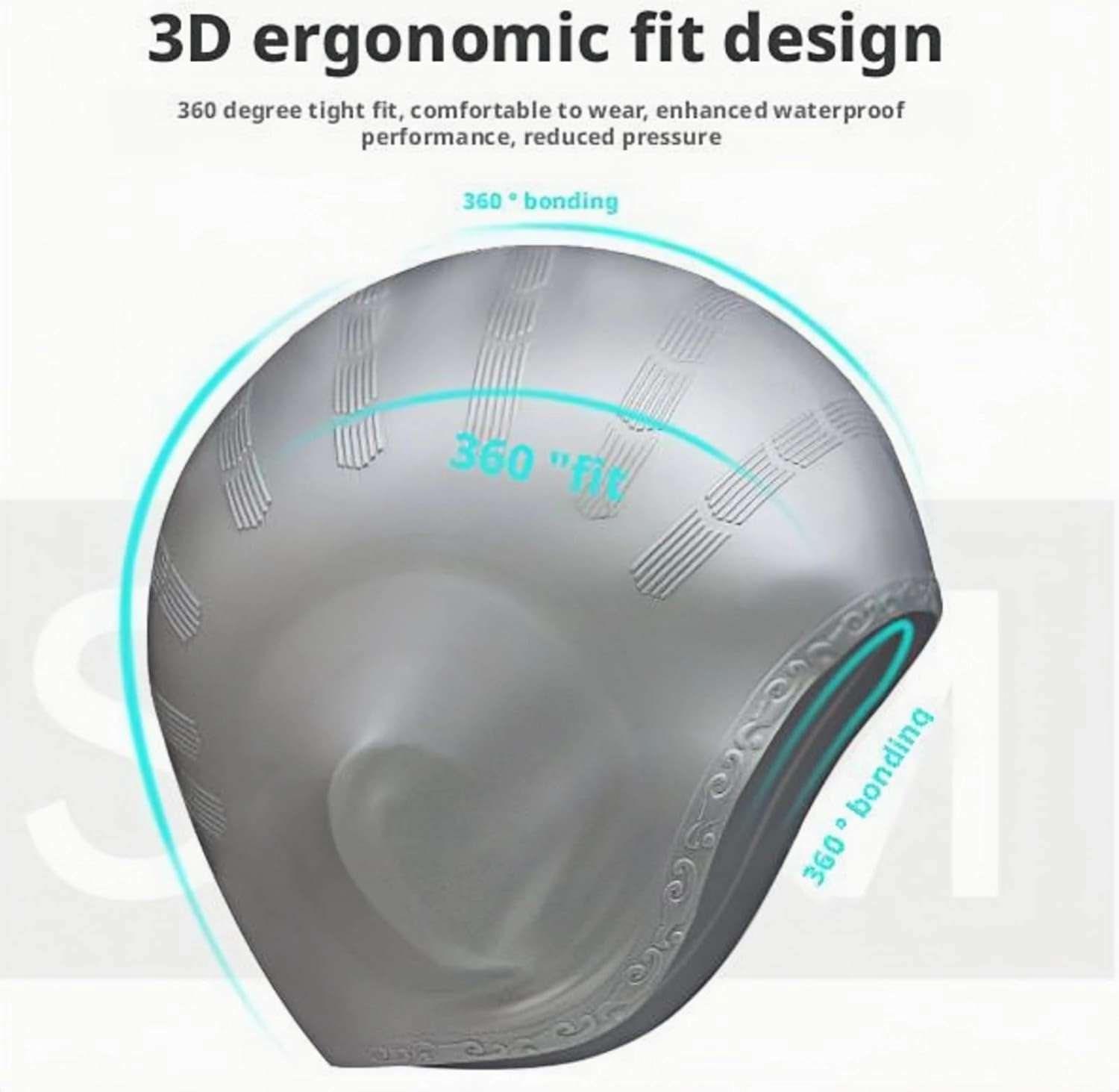 Swimming Cap 3D Ergonomic Design Comfortable Durable Ear Protection for Women Men Adults for Long or Short Hair