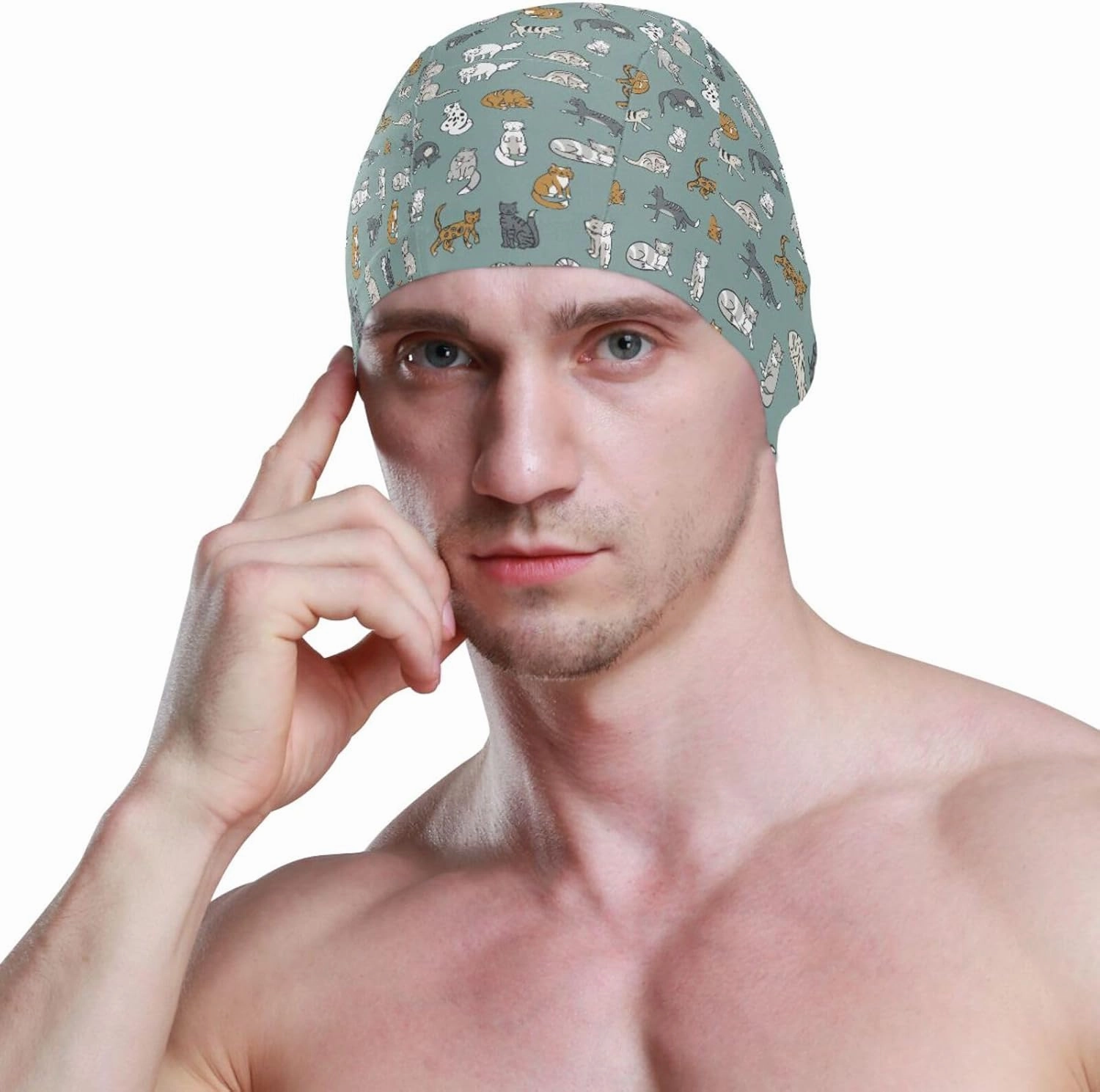 Swimming Cap Unisex Adult Swim Cap Funny Pattern for Men Women Polyester