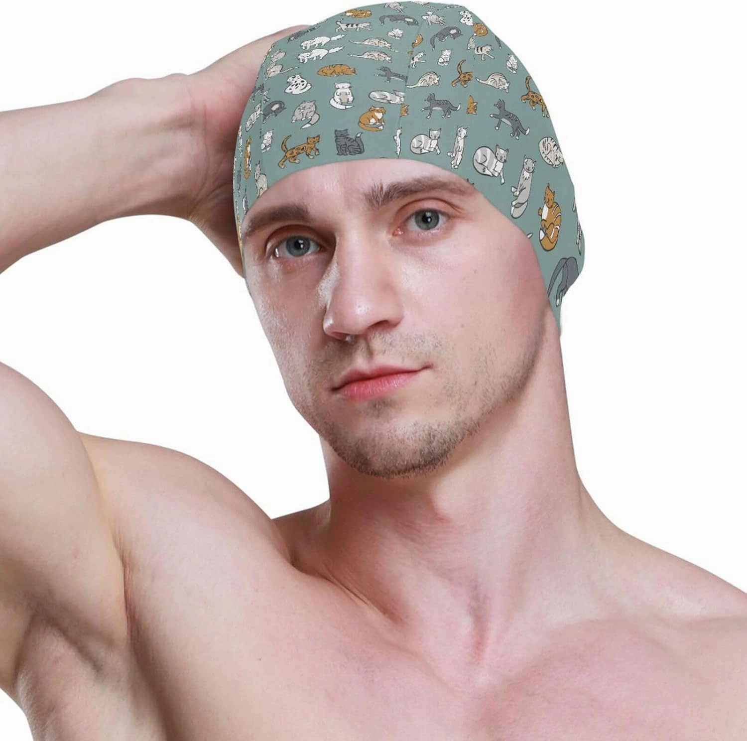 Swimming Cap Unisex Adult Swim Cap Funny Pattern for Men Women Polyester