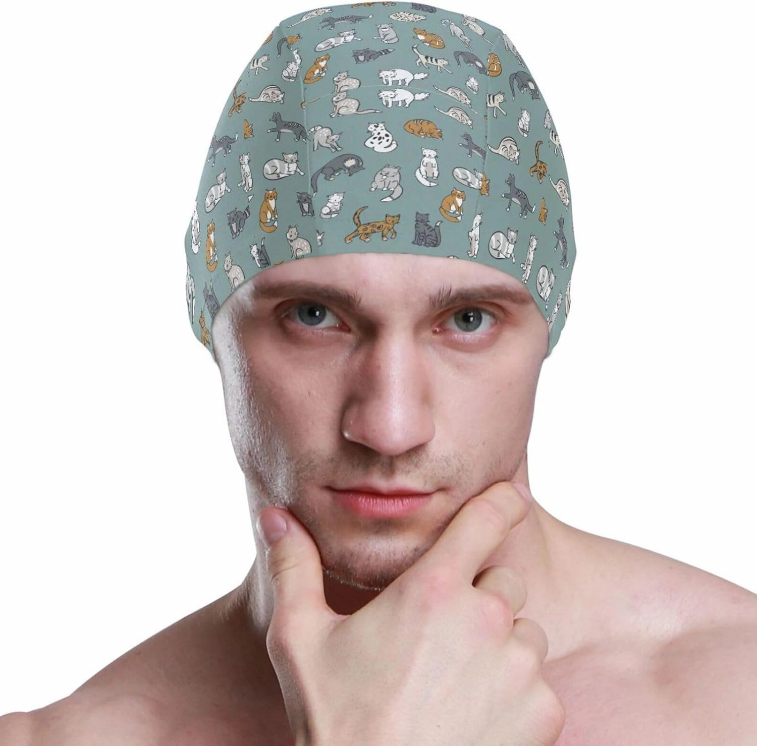 Swimming Cap Unisex Adult Swim Cap Funny Pattern for Men Women Polyester