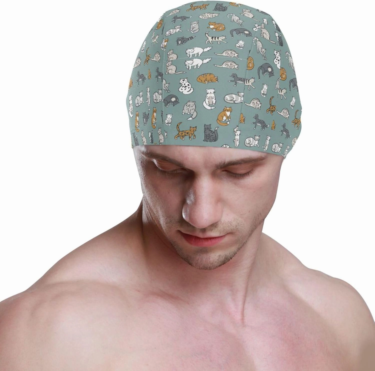 Swimming Cap Unisex Adult Swim Cap Funny Pattern for Men Women Polyester