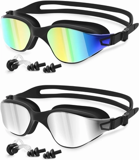 Swimming Goggles 2 Pack, Professional Anti Fog No Leaking UV Protection Swim Goggles for Women Men Adult Youth