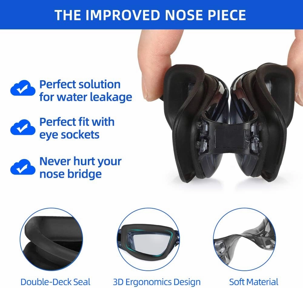 Swimming Goggles Swimming Cap Set Swim Glasses Silicone Swim hat Pack for Adults with Anti Fog Glasses for Swimming