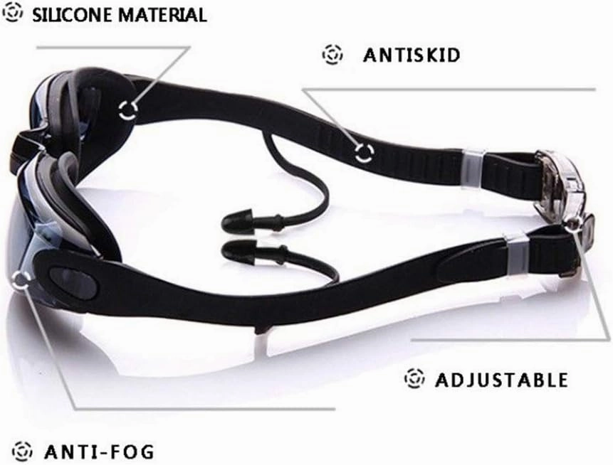 Swimming Goggles Waterproof and Cap Set 4 in 1, UV 400 Protection Lenses Clear Anti-Fog
