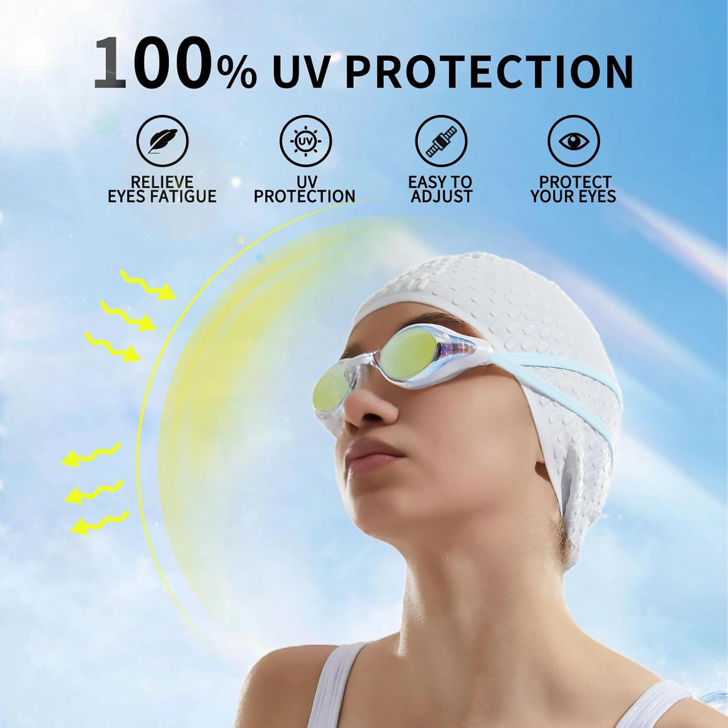 Swimming Goggles Women Anti Fog UV Swim Goggles for Women No Leaking Competitive Mirrored Goggles Adult