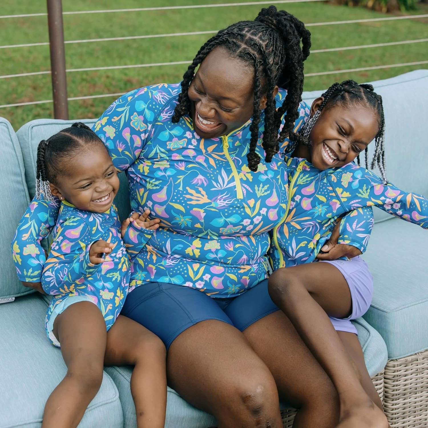 SwimZip Girls' 3 Pc Swim Set w/Long Sleeve Rash Guard, Tankini & Shorts UPF 50 
