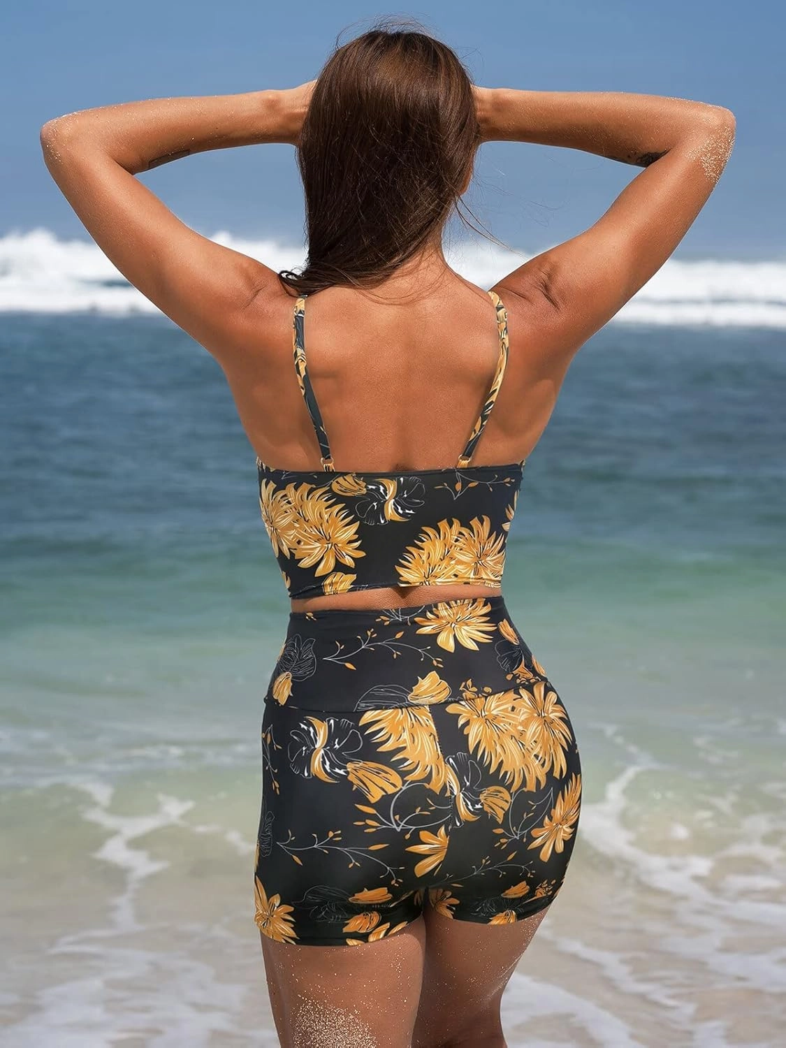 Swmmer Liket High Waisted Bikini Sets for Women Boy Shorts Swimsuits Sporty Bathing Suit