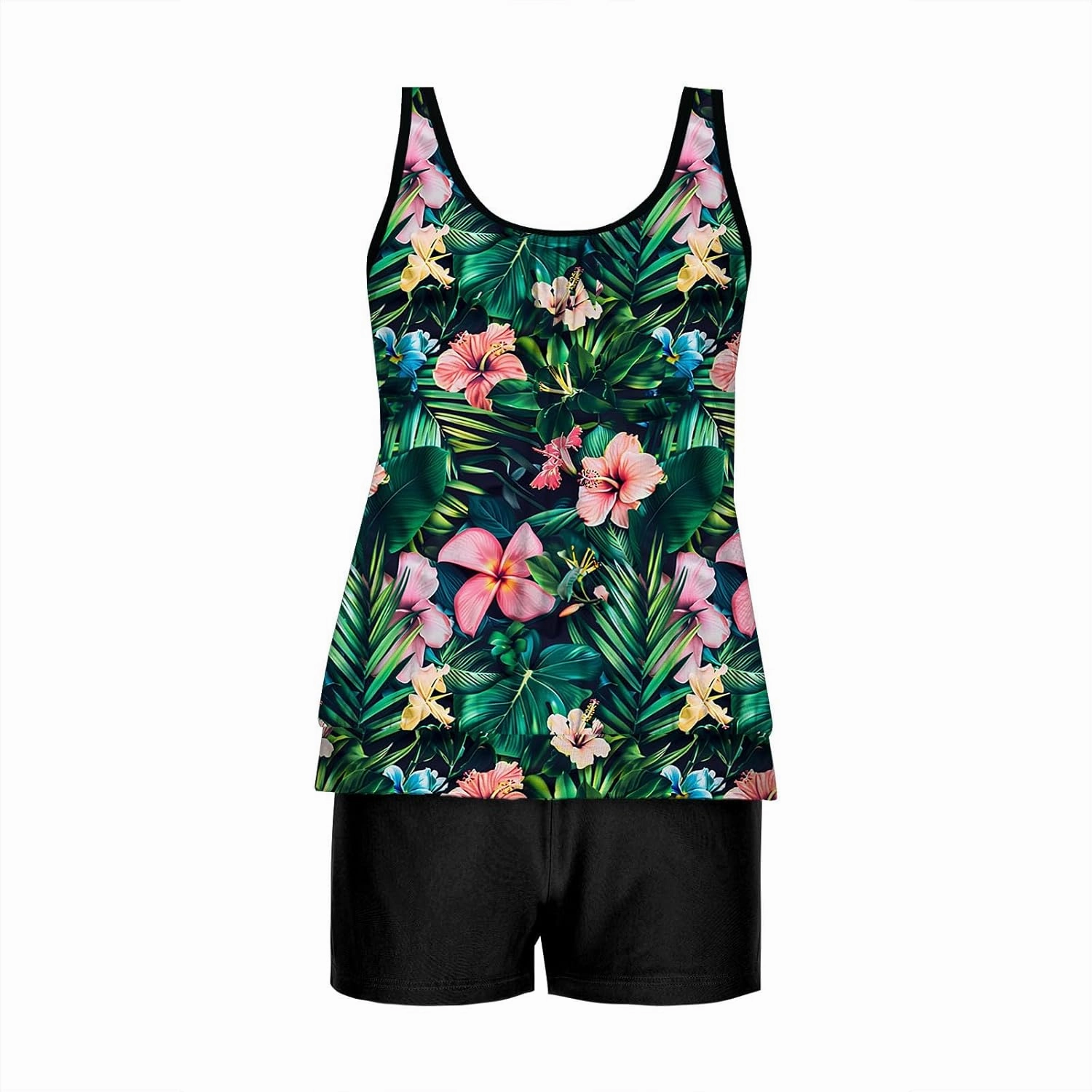 Tankini Swimsuits for Women Two Piece Bathing Suits Summer Bikini Swim Tank Top with Graphic Boyshorts Swimwear Sets
